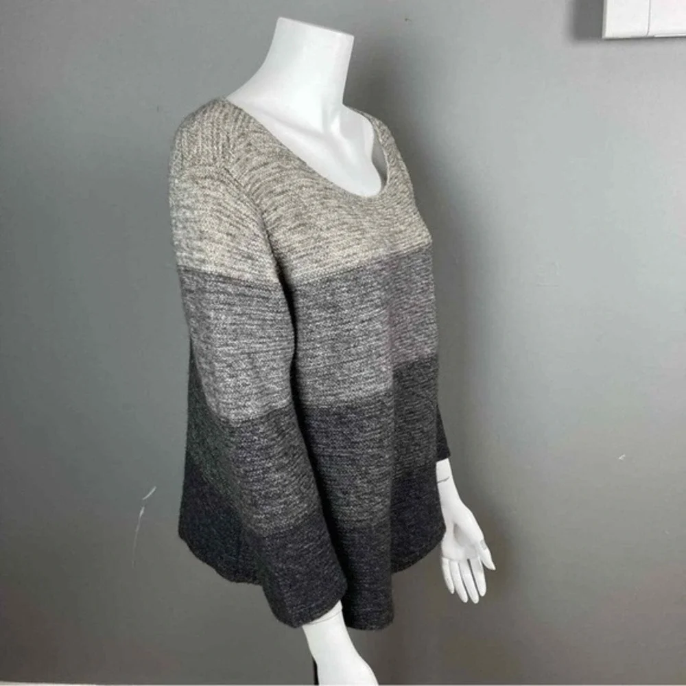 Eileen‎ Fisher thick wool silk sweater XL Thick super soft high quality Striped